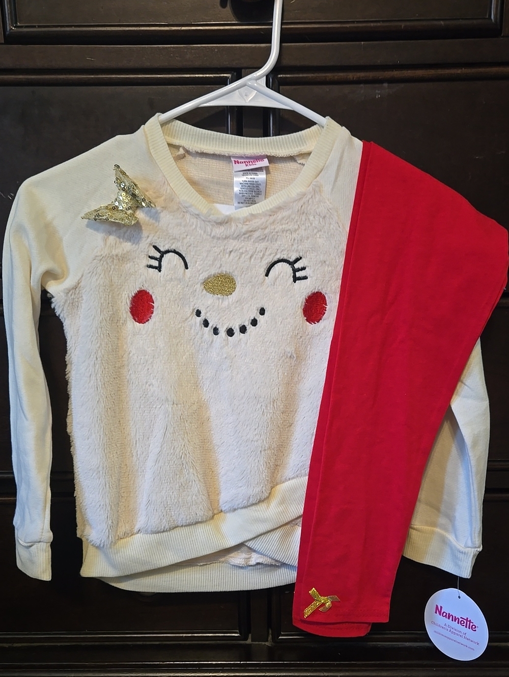 Cream Fuzzy Face Sweatshirt with Matching Pants